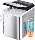 Chewable Pellet Sonic Ice Maker, 8 Mins Fast Making, 35Lbs/24H Self-Cleaning Countertop Portable Ice Machine with Scoop and Basket for Home Party RV Camping