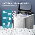 Chewable Pellet Sonic Ice Maker, 8 Mins Fast Making, 35Lbs/24H Self-Cleaning Countertop Portable Ice Machine with Scoop and Basket for Home Party RV Camping
