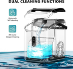 Countertop Nugget Ice Maker with Handle, Ready in 6 Mins, 34Lbs/24H Portable Sonic Ice Maker, Removable Top Cover & Auto-Cleaning Design with Ice Basket and Scoop, Ideal for Home Party RV Camping, Silver