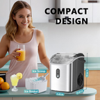 Countertop Nugget Ice Maker with Handle, Ready in 6 Mins, 34Lbs/24H Portable Sonic Ice Maker, Removable Top Cover & Auto-Cleaning Design with Ice Basket and Scoop, Ideal for Home Party RV Camping, Silver